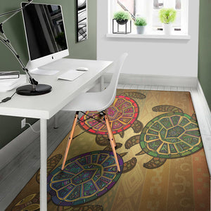 Ethnic Sea Turtles Print Area Rug