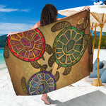 Ethnic Sea Turtles Print Beach Sarong Wrap