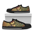 Ethnic Sea Turtles Print Black Low Top Sneakers