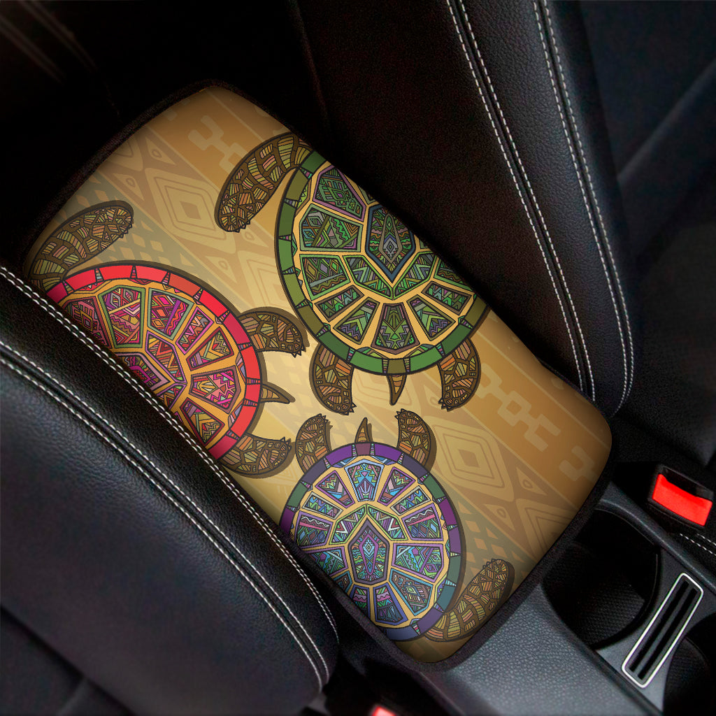 Ethnic Sea Turtles Print Car Center Console Cover