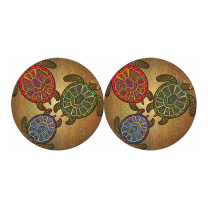 Ethnic Sea Turtles Print Car Coasters