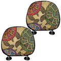 Ethnic Sea Turtles Print Car Headrest Covers