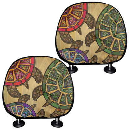 Ethnic Sea Turtles Print Car Headrest Covers