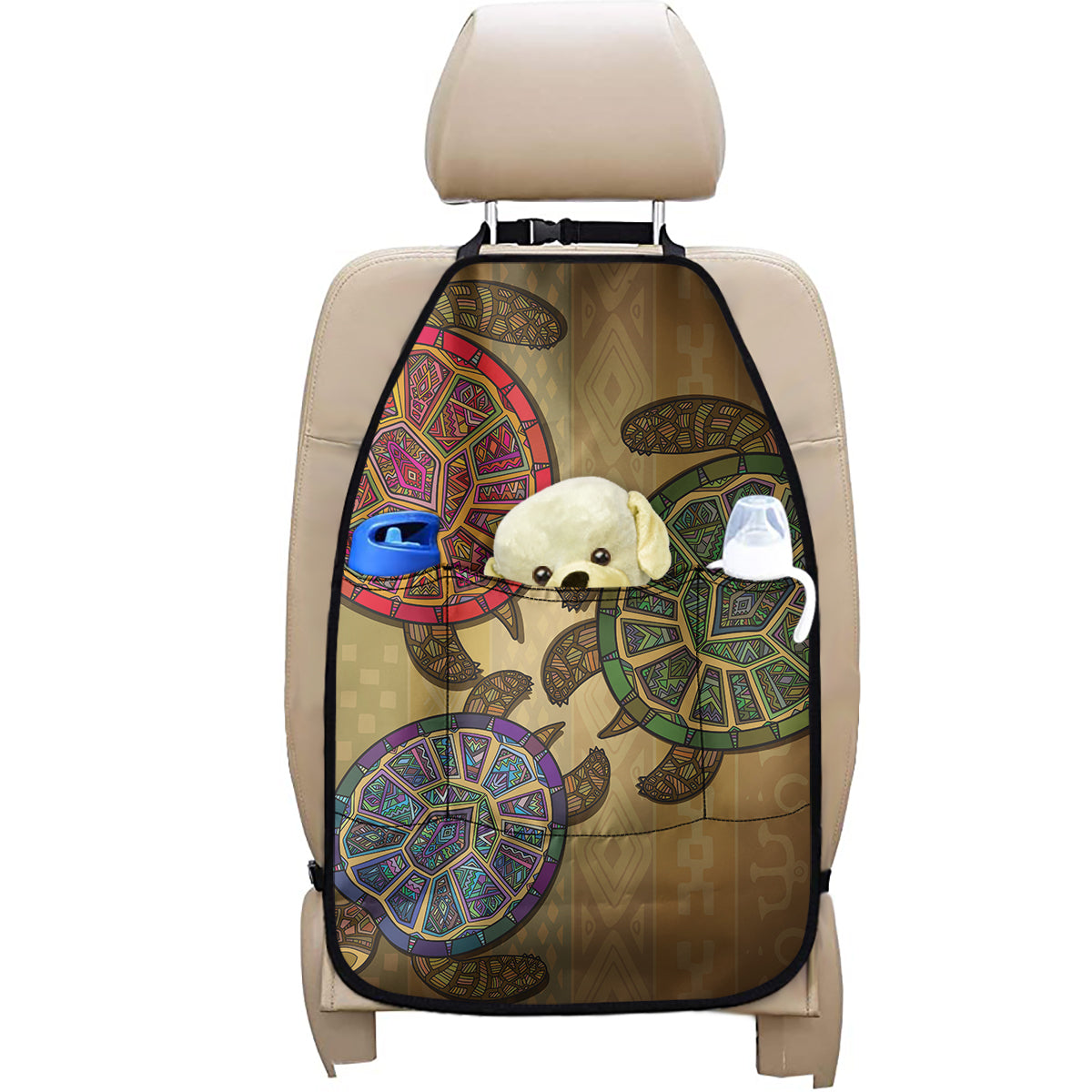 Ethnic Sea Turtles Print Car Seat Organizers