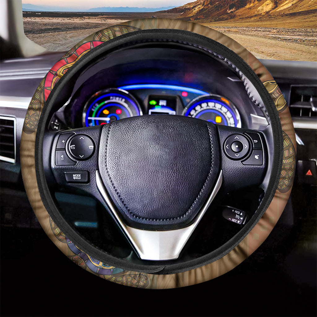 Ethnic Sea Turtles Print Car Steering Wheel Cover