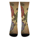 Ethnic Sea Turtles Print Crew Socks