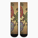 Ethnic Sea Turtles Print Crew Socks