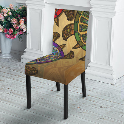 Ethnic Sea Turtles Print Dining Chair Slipcover