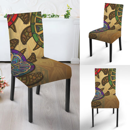 Ethnic Sea Turtles Print Dining Chair Slipcover