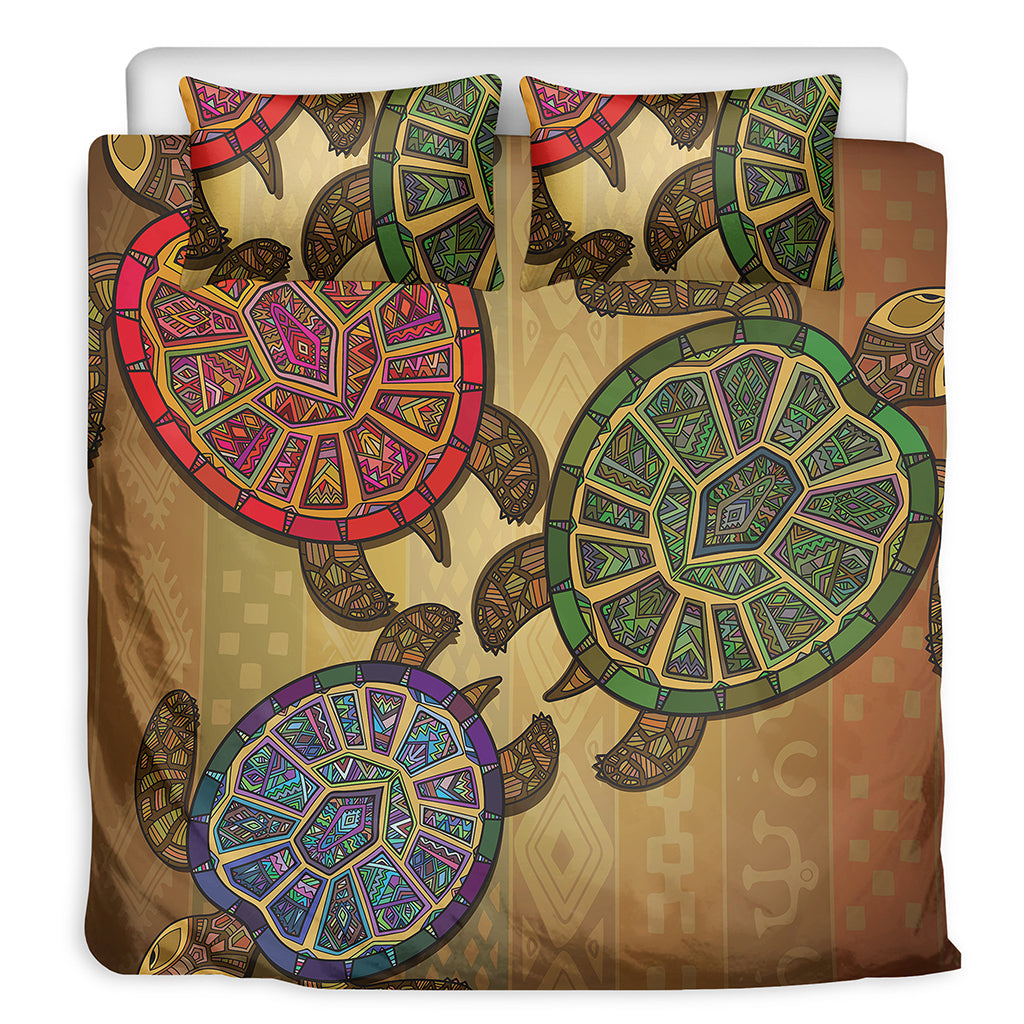 Ethnic Sea Turtles Print Duvet Cover Bedding Set
