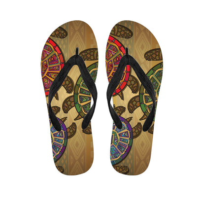 Ethnic Sea Turtles Print Flip Flops