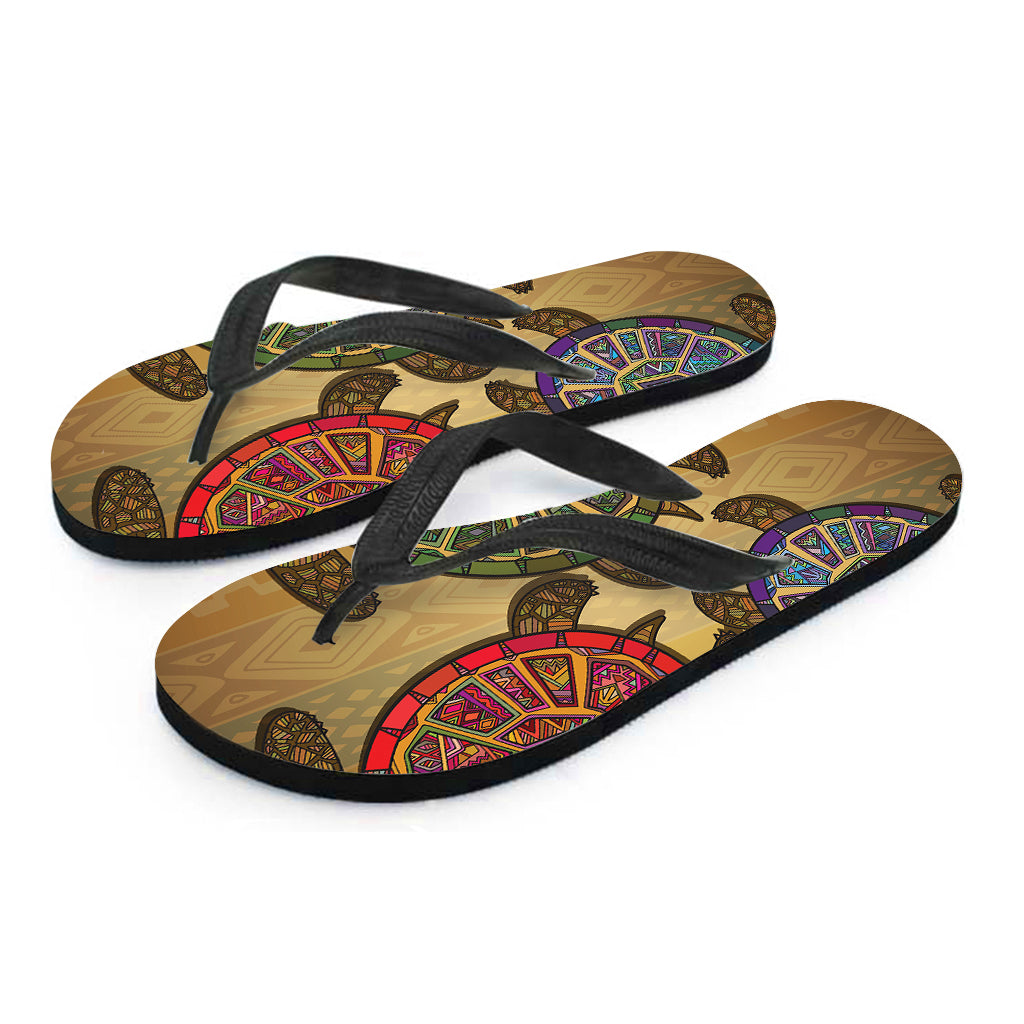 Ethnic Sea Turtles Print Flip Flops