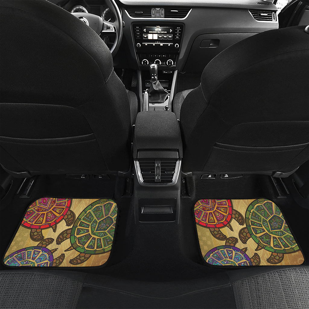 Ethnic Sea Turtles Print Front and Back Car Floor Mats