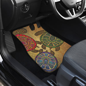 Ethnic Sea Turtles Print Front and Back Car Floor Mats