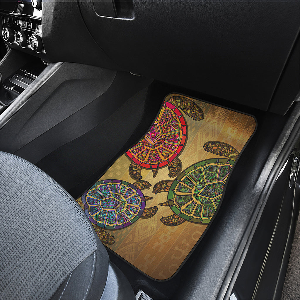 Ethnic Sea Turtles Print Front and Back Car Floor Mats