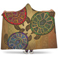 Ethnic Sea Turtles Print Hooded Blanket