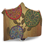 Ethnic Sea Turtles Print Hooded Blanket