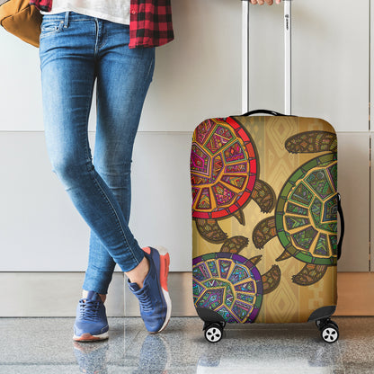 Ethnic Sea Turtles Print Luggage Cover