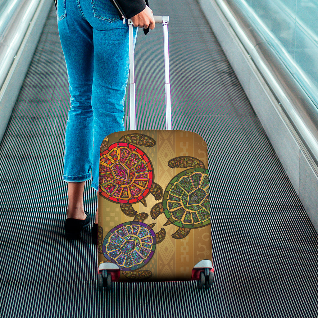 Ethnic Sea Turtles Print Luggage Cover