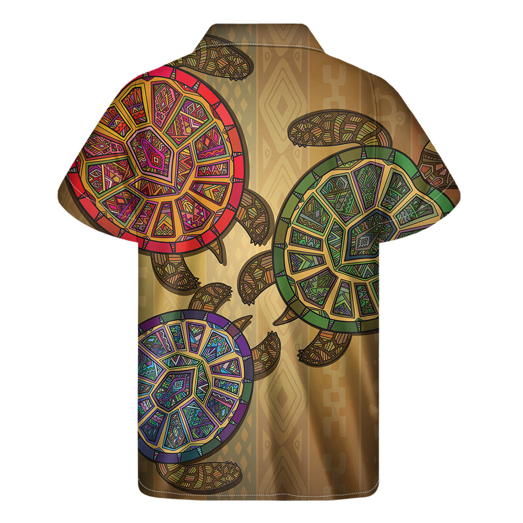 Ethnic Sea Turtles Print Men's Short Sleeve Shirt