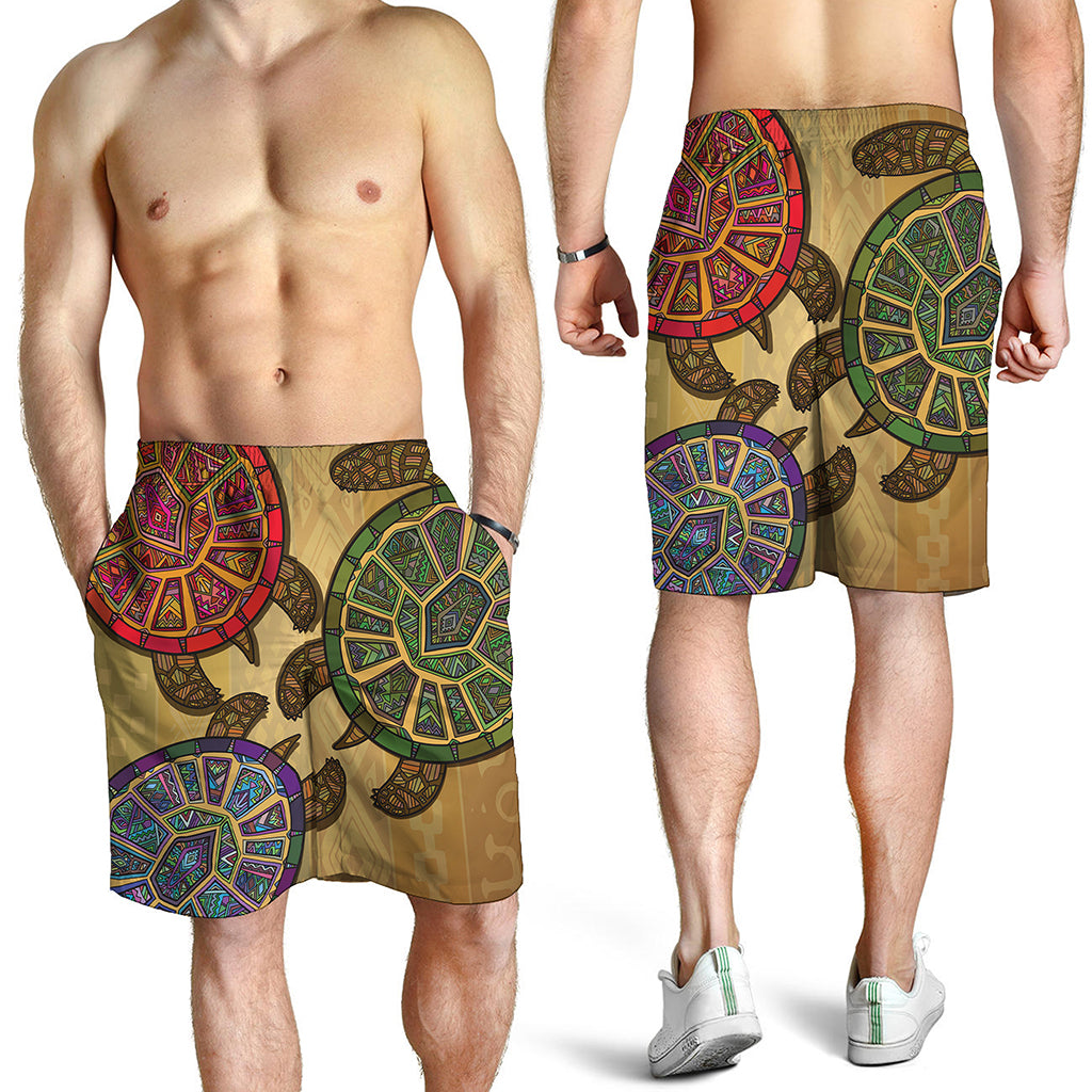 Ethnic Sea Turtles Print Men's Shorts