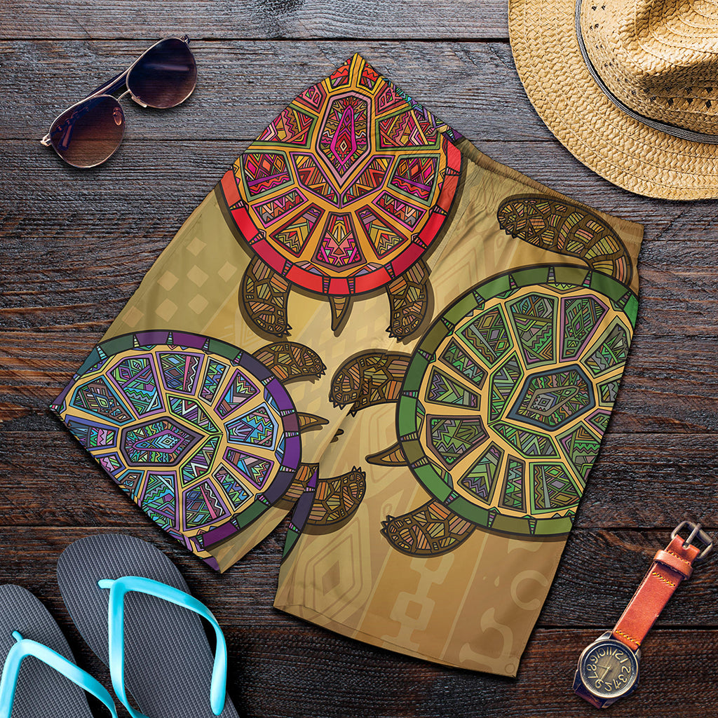 Ethnic Sea Turtles Print Men's Shorts