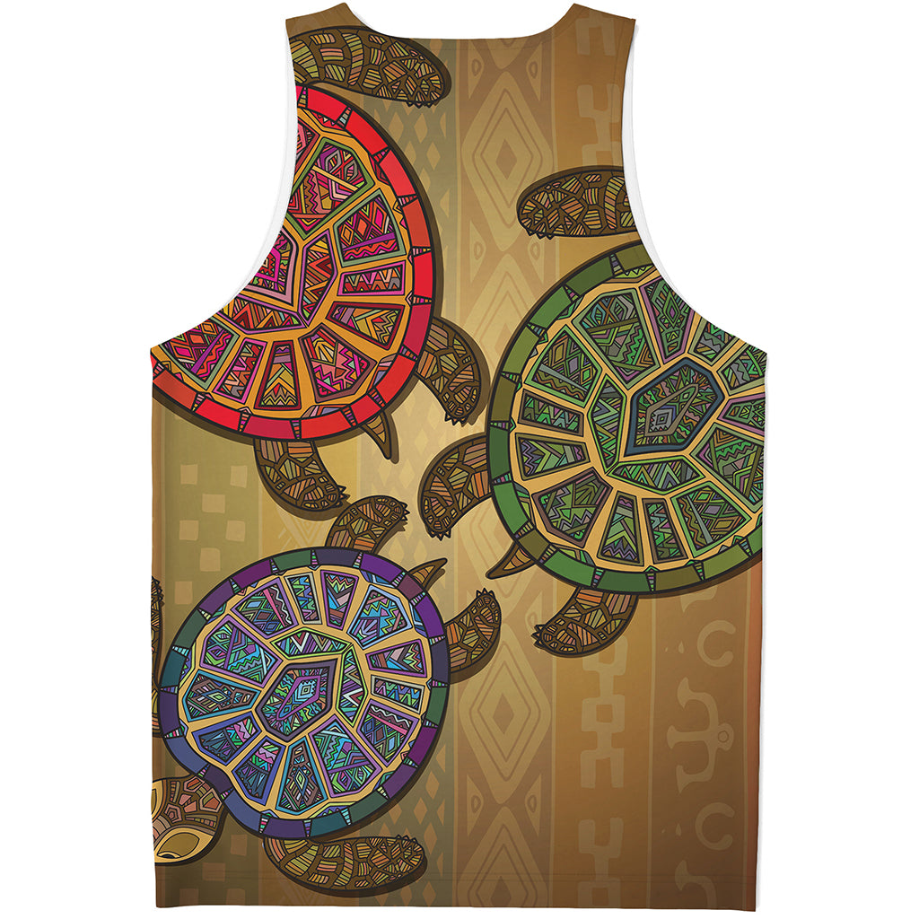 Ethnic Sea Turtles Print Men's Tank Top