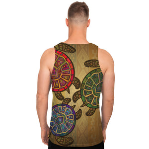 Ethnic Sea Turtles Print Men's Tank Top