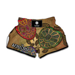 Ethnic Sea Turtles Print Muay Thai Boxing Shorts