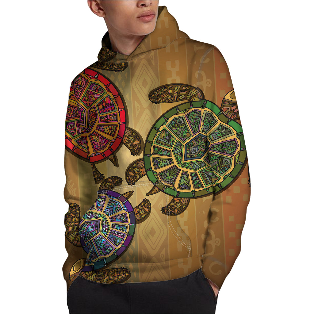 Ethnic Sea Turtles Print Pullover Hoodie
