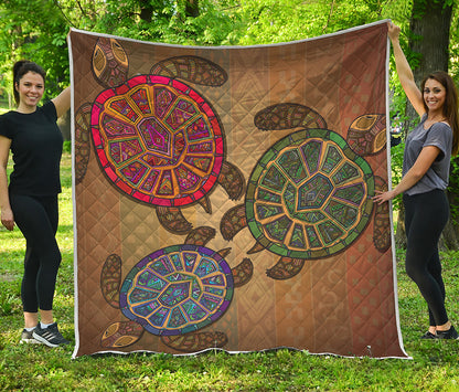 Ethnic Sea Turtles Print Quilt
