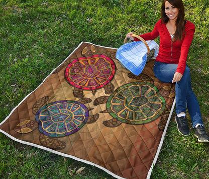 Ethnic Sea Turtles Print Quilt