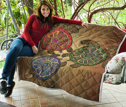 Ethnic Sea Turtles Print Quilt