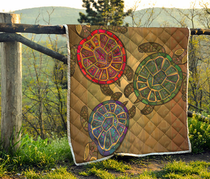 Ethnic Sea Turtles Print Quilt