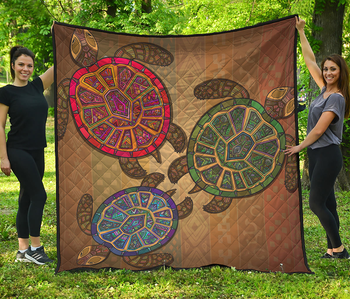 Ethnic Sea Turtles Print Quilt