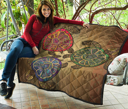 Ethnic Sea Turtles Print Quilt