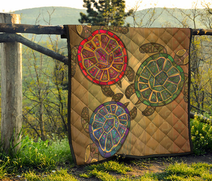 Ethnic Sea Turtles Print Quilt