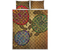 Ethnic Sea Turtles Print Quilt Bed Set