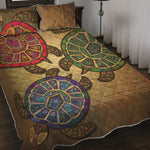 Ethnic Sea Turtles Print Quilt Bed Set
