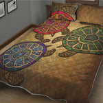 Ethnic Sea Turtles Print Quilt Bed Set