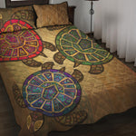 Ethnic Sea Turtles Print Quilt Bed Set