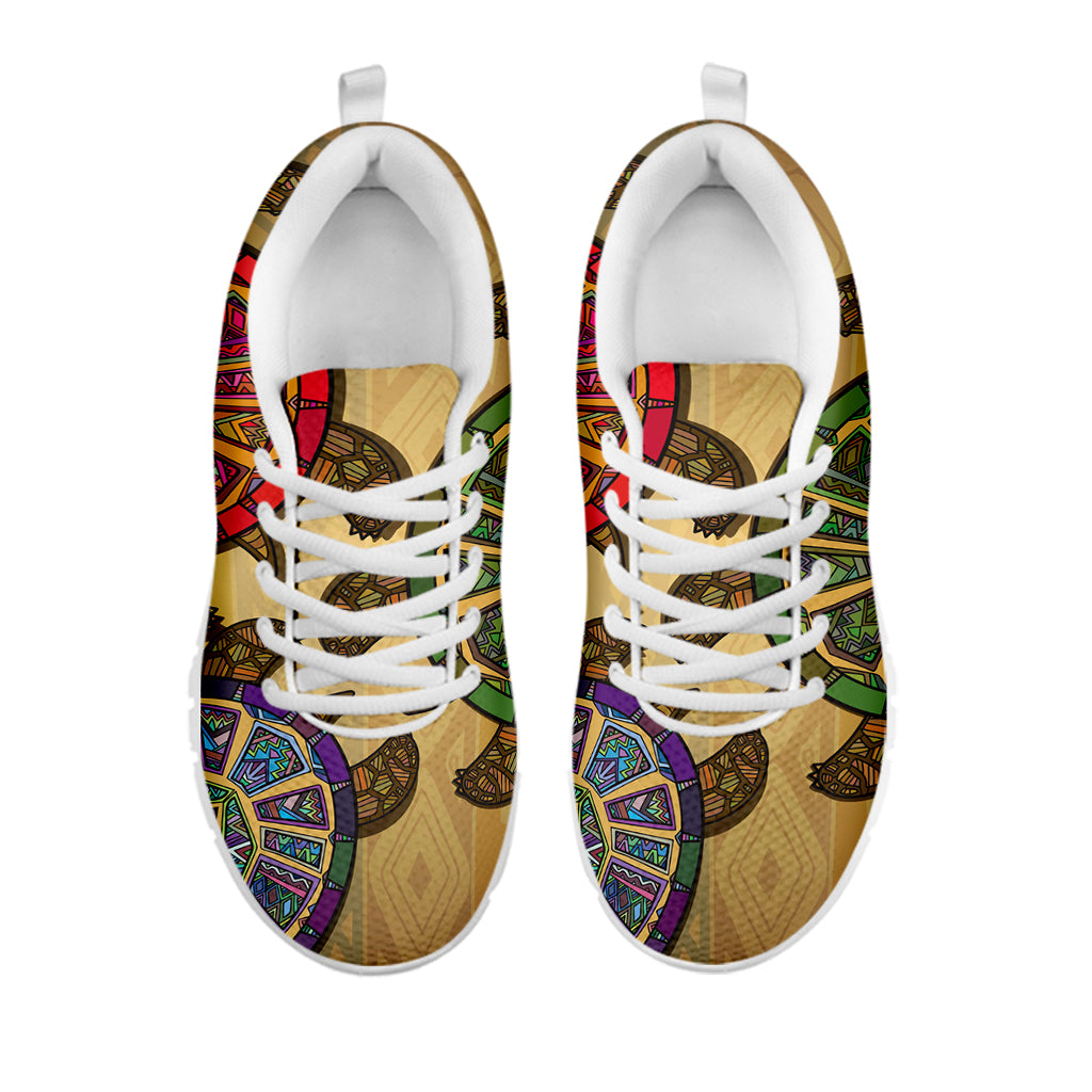 Ethnic Sea Turtles Print White Sneakers