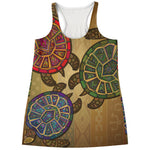 Ethnic Sea Turtles Print Women's Racerback Tank Top