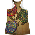Ethnic Sea Turtles Print Women's Racerback Tank Top