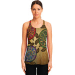 Ethnic Sea Turtles Print Women's Racerback Tank Top