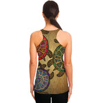 Ethnic Sea Turtles Print Women's Racerback Tank Top