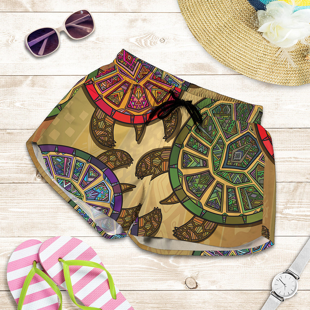 Ethnic Sea Turtles Print Women's Shorts