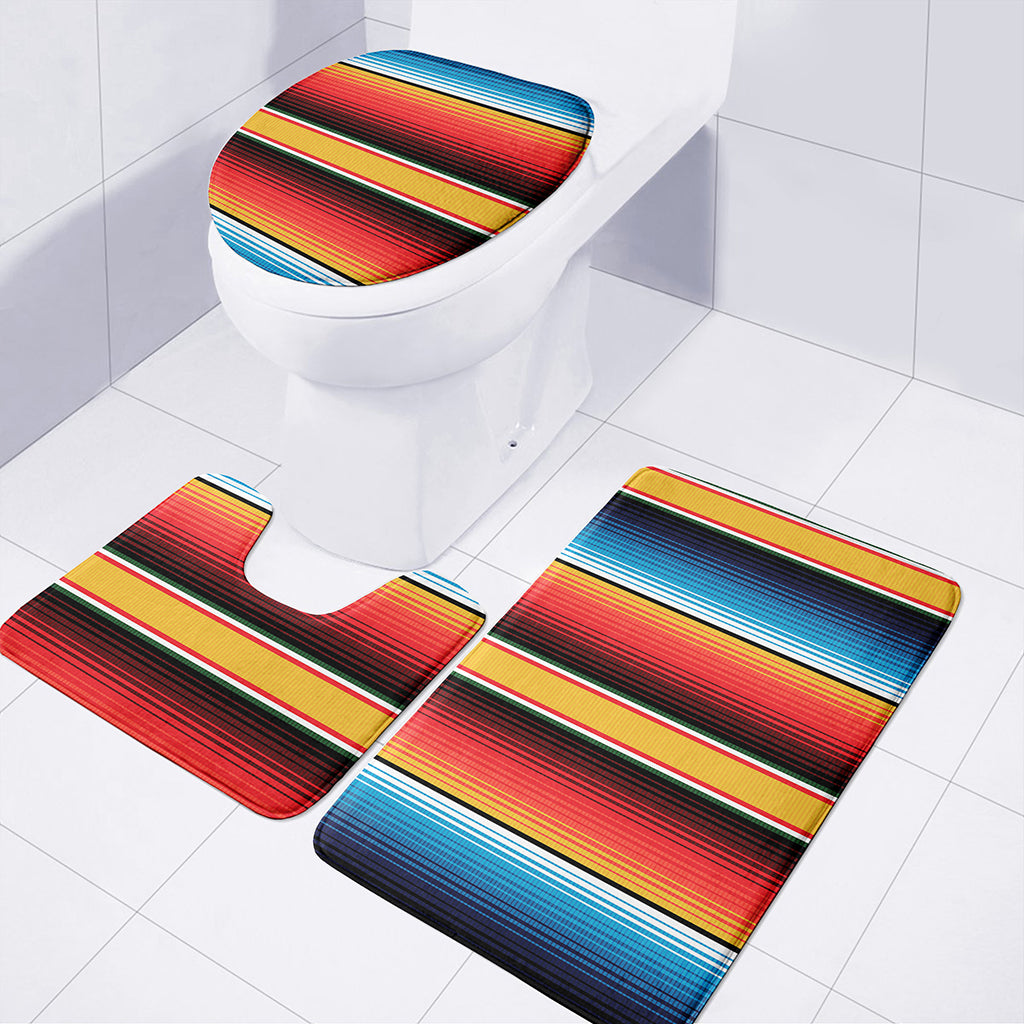 Ethnic Serape Blanket Pattern Print 3 Piece Bath Mat Set