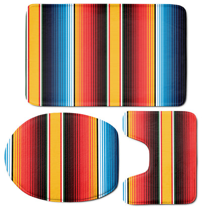 Ethnic Serape Blanket Pattern Print 3 Piece Bath Mat Set