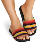 Ethnic Serape Blanket Pattern Print Black Slide Sandals